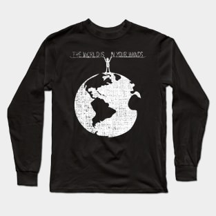 'The World Is In Your Hands' Food and Water Relief Shirt Long Sleeve T-Shirt